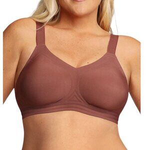 Shapellx Seamless Comfort Wireless Supportive Wide Strap V-Neck Bra Mocha